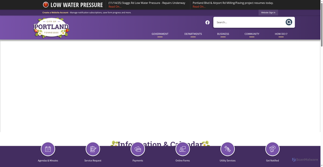 Security scan screenshot of https://cityofportlandtn.gov/