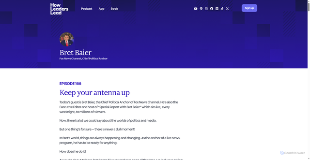 Security scan screenshot of https://howleaderslead.com/leaders/163/Bret-Baier