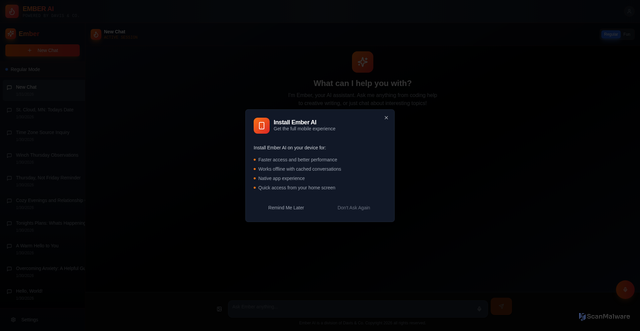 Security scan screenshot of https://askemberai.com/