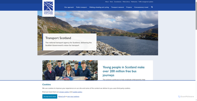 Security scan screenshot of https://www.transport.gov.scot/