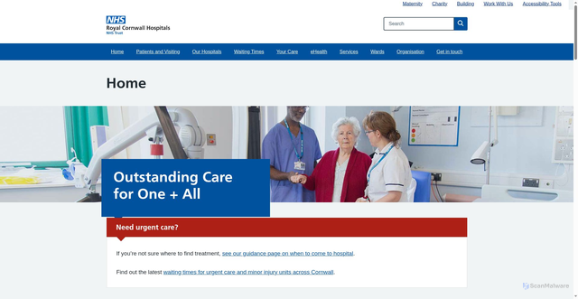 Security scan screenshot of https://www.royalcornwall.nhs.uk/