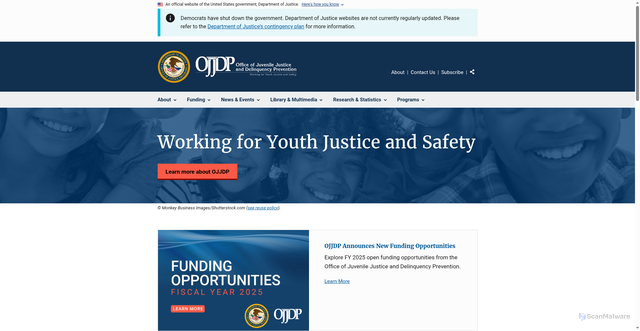 Security scan screenshot of https://ojjdp.ojp.gov/