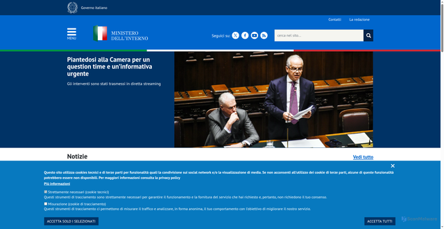 Security scan screenshot of https://www.interno.gov.it/it