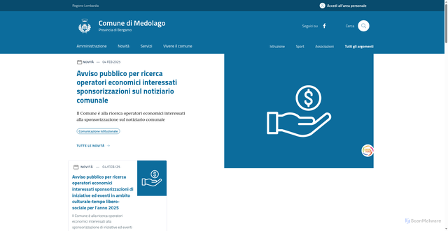 Security scan screenshot of https://www.comune.medolago.bg.it/home/index.html