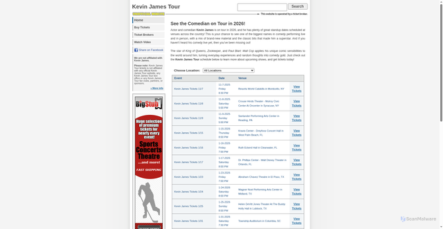 Security scan screenshot of https://www.kevinjamestour.com/