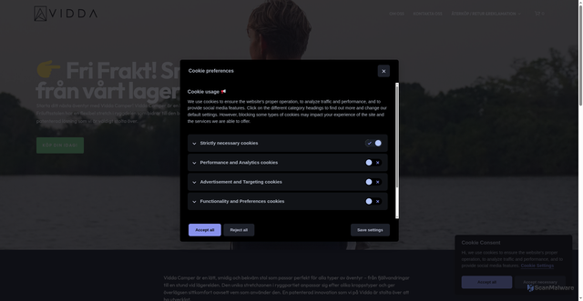 Security scan screenshot of https://viddaofnorway.se