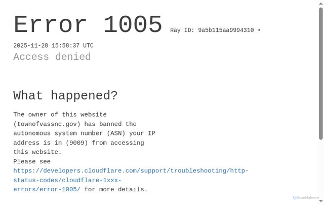 Security scan screenshot of https://townofvassnc.gov/