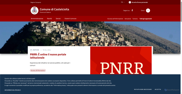Security scan screenshot of https://www.comune.castelcivita.sa.it/