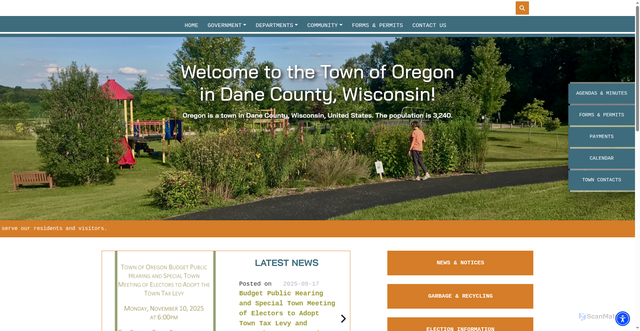 Security scan screenshot of https://townoforegonwi.gov/