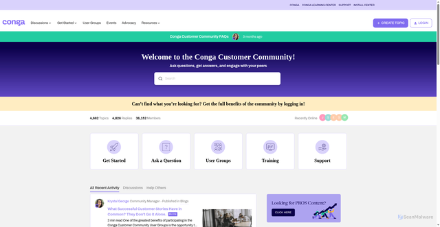 Security scan screenshot of https://community.conga.com