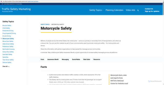 Security scan screenshot of https://www.trafficsafetymarketing.gov/safety-topics/motorcycle-safety
