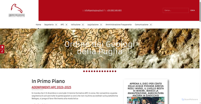 Security scan screenshot of https://www.geologipuglia.it/