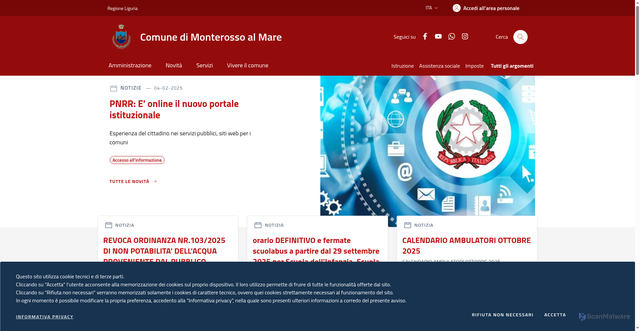 Security scan screenshot of https://www.comune.monterosso.sp.it/