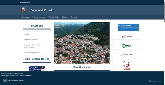 Security scan screenshot of https://www.comune.vittorito.aq.it/hh/index.php