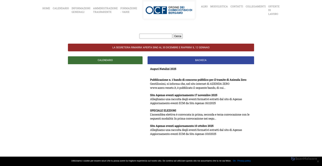 Security scan screenshot of https://www.ordinechimicifisicibergamo.it/