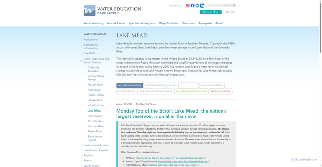 Security scan screenshot of https://www.watereducation.org/topic-lake-mead