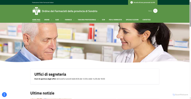 Security scan screenshot of https://www.ordinefarmacistisondrio.it/