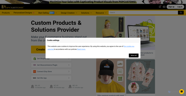 Security scan screenshot of https://popcustoms.com