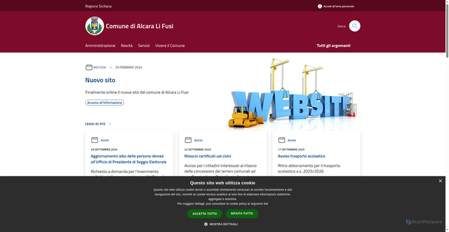 Security scan screenshot of https://www.comune.alcaralifusi.me.it/it