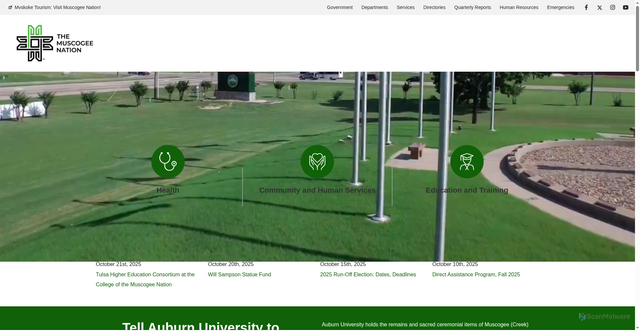 Security scan screenshot of https://www.muscogeenation.com/