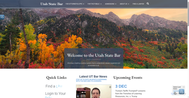 Security scan screenshot of https://www.utahbar.org/