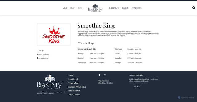 Security scan screenshot of https://www.shopblakeney.com/stores/smoothie-king/