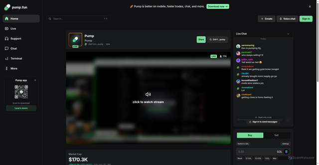 Security scan screenshot of https://pumpstreams.expl.live/