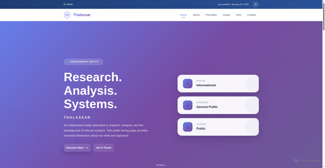 Security scan screenshot of https://thalassar.pages.dev/index.html