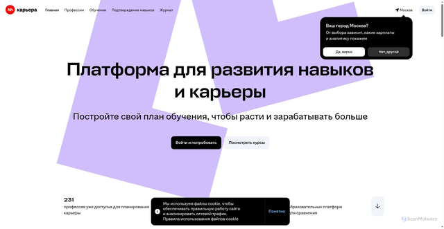 Security scan screenshot of https://career.hh.ru