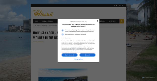 Security scan screenshot of https://onlyinhawaii.org/holei-sea-arch-big-island-hawaii/