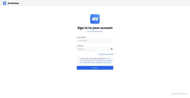 Security scan screenshot of https://archivizer.com