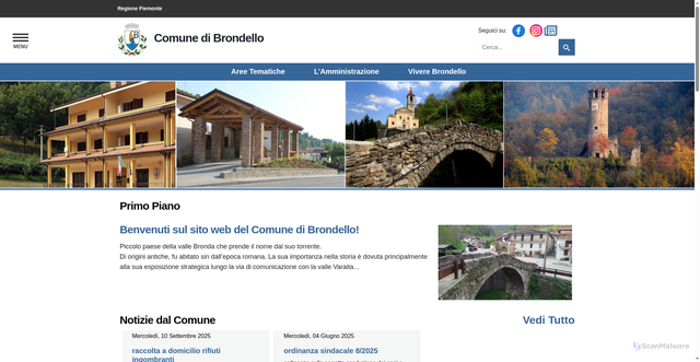 Security scan screenshot of https://www.comune.brondello.cn.it/
