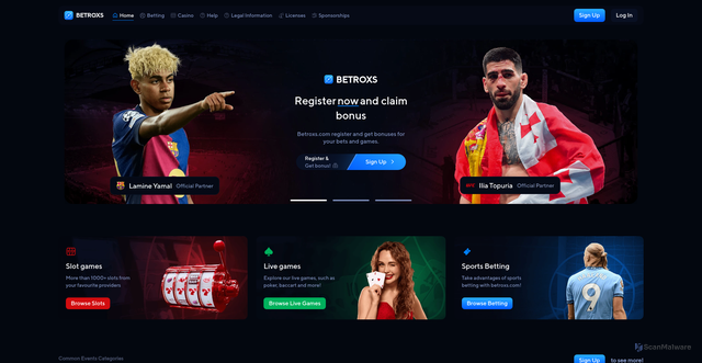 Security scan screenshot of http://betroxs.com/