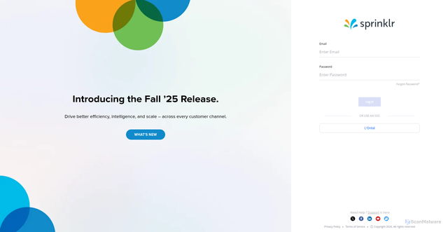 Security scan screenshot of https://loreal-space.sprinklr.com