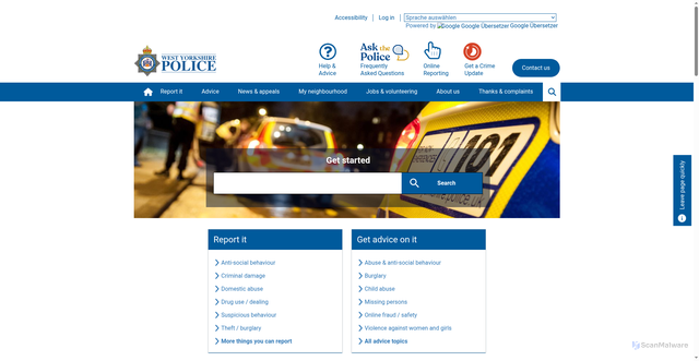 Security scan screenshot of https://www.westyorkshire.police.uk/