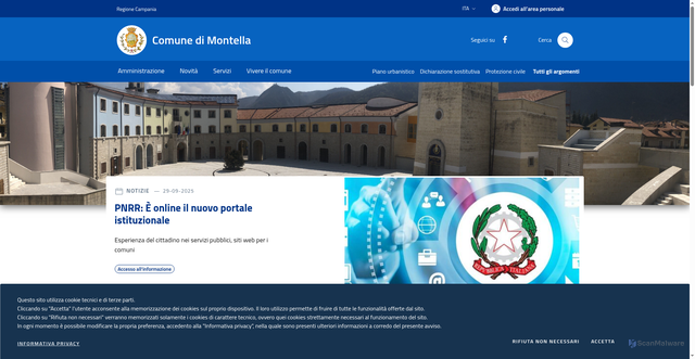 Security scan screenshot of https://www.comune.montella.av.it/