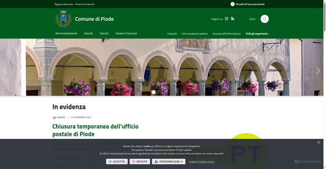 Security scan screenshot of https://comune.piode.vc.it/it-it/home