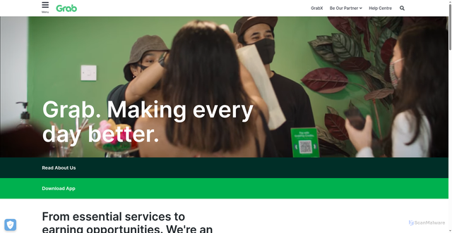 Security scan screenshot of https://grabtaxi.com