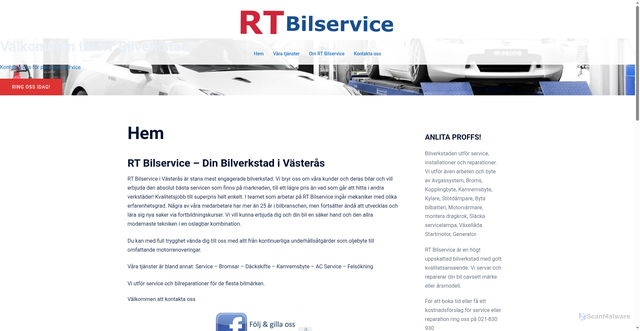 Security scan screenshot of https://rtbilservice.se