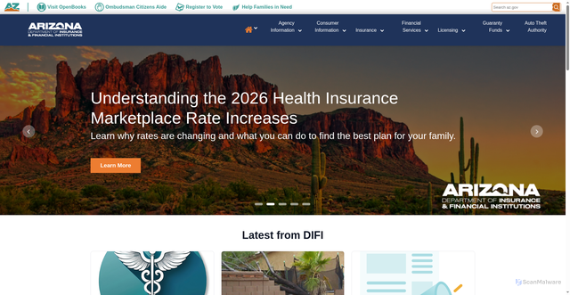 Security scan screenshot of https://difi.az.gov/