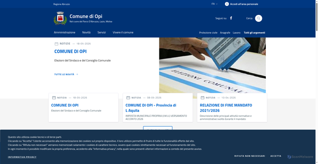 Security scan screenshot of https://www.comune.opi.aq.it
