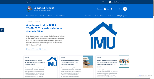 Security scan screenshot of https://www.comune.acciano.aq.it/