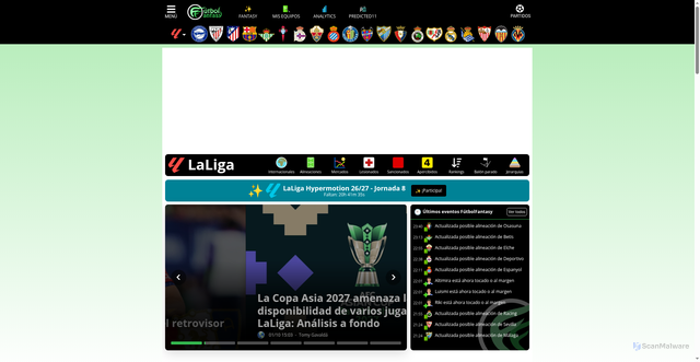 Security scan screenshot of https://futbolfantasy.com