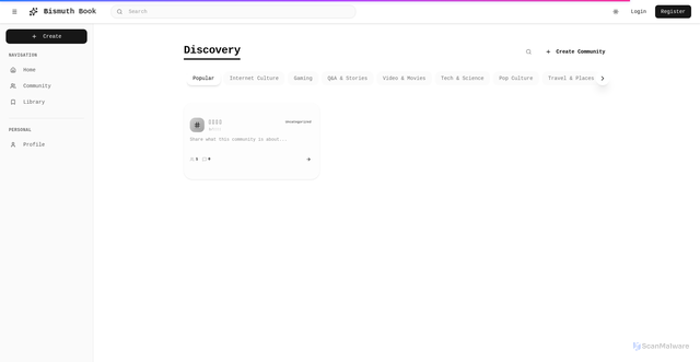 Security scan screenshot of https://bismuthbook-l84q1uvhr4.edgeone.app/communities.html
