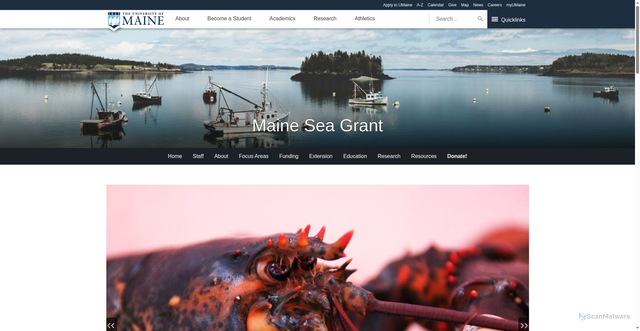 Security scan screenshot of https://seagrant.umaine.edu