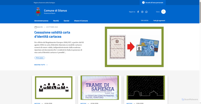 Security scan screenshot of https://www.comune.silanus.nu.it