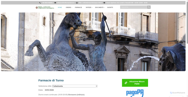 Security scan screenshot of https://www.ordinefarmacisti.cl.it/