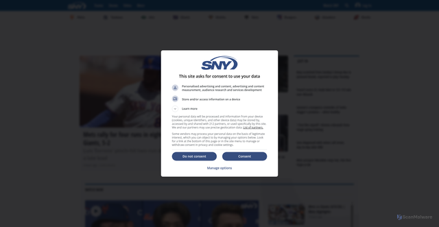 Security scan screenshot of https://sny.tv