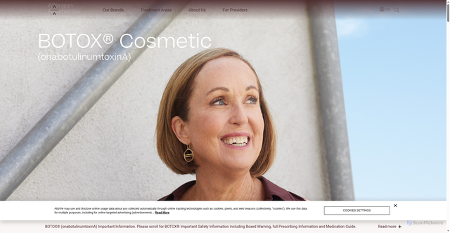 Security scan screenshot of https://www.allerganaesthetics.com/brands/botox
