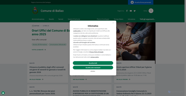 Security scan screenshot of https://www.comune.ballao.su.it/